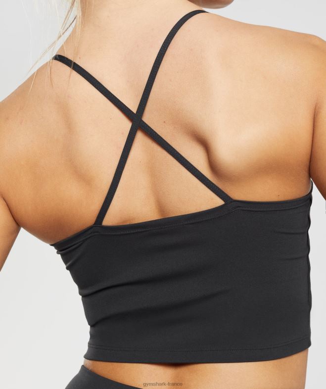 Gymshark débardeur court à bretelles noir femmes 6HF28504