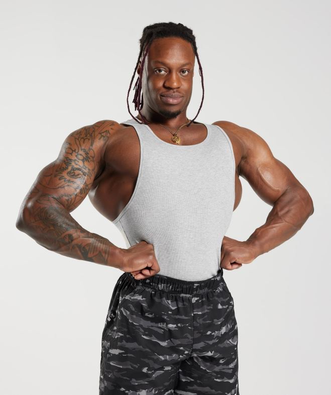 Gymshark débardeur côtelé 3pk blanc/noir/gris pierre chiné Hommes 6HF28908