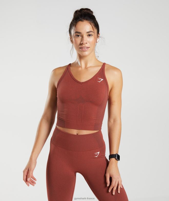 Gymshark débardeur midi vital sans couture 20 marne rouge brique femmes 6HF28485
