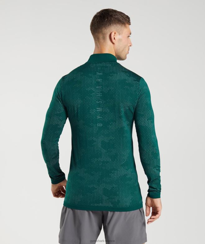 Gymshark fermeture éclair 1/4 sans coutures sport vert forêt/vert hoya Hommes 6HF28807