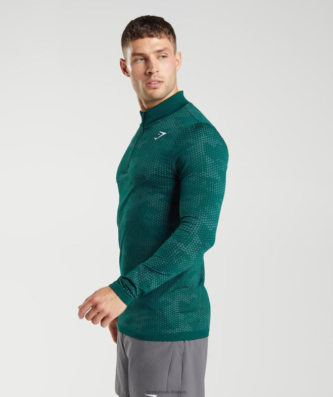 Gymshark fermeture éclair 1/4 sans coutures sport vert forêt/vert hoya Hommes 6HF28807