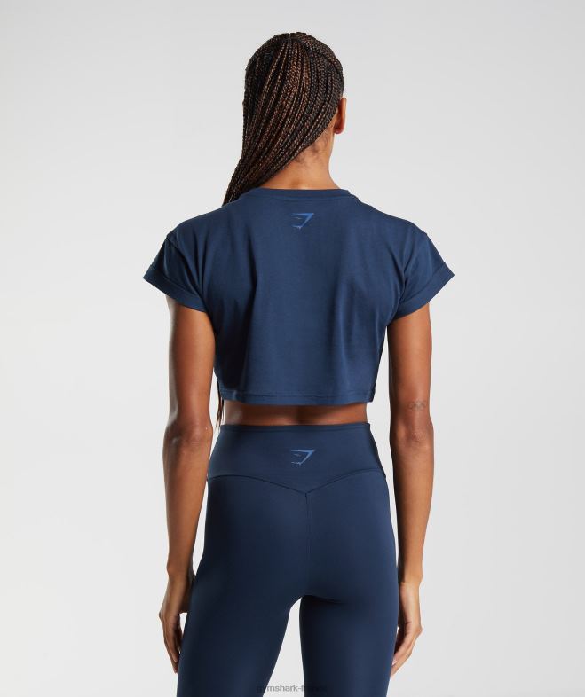 Gymshark haut court fractionné marine femmes 6HF28487