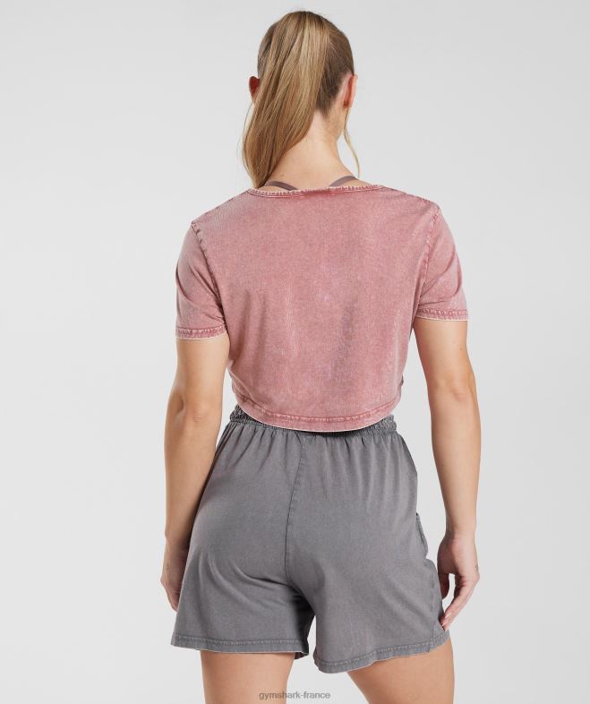 Gymshark haut court héritage rose terre cuite/lavage acide femmes 6HF28502