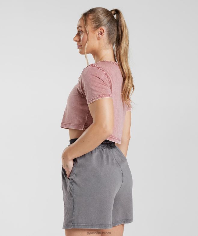 Gymshark haut court héritage rose terre cuite/lavage acide femmes 6HF28502