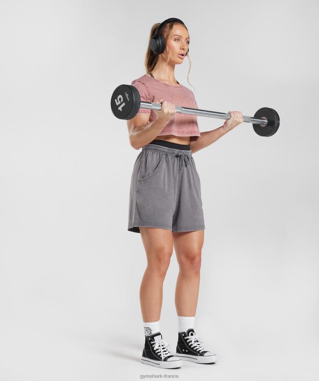 Gymshark haut court héritage rose terre cuite/lavage acide femmes 6HF28502