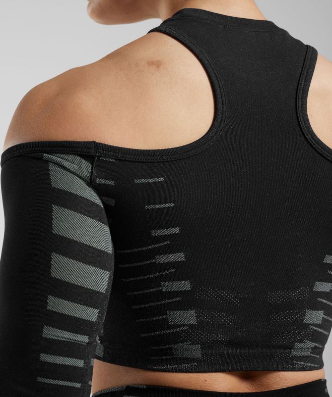 Gymshark haut court illimité noir/gris clair femmes 6HF28501
