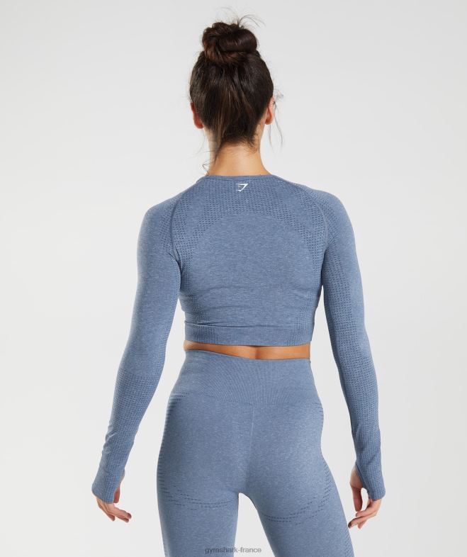Gymshark haut court vital sans couture 20 bleu chiné du soir femmes 6HF28468