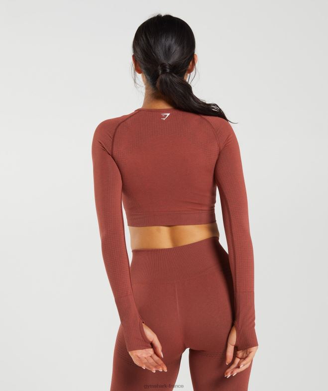 Gymshark haut court vital sans couture 20 marne rouge brique femmes 6HF28460