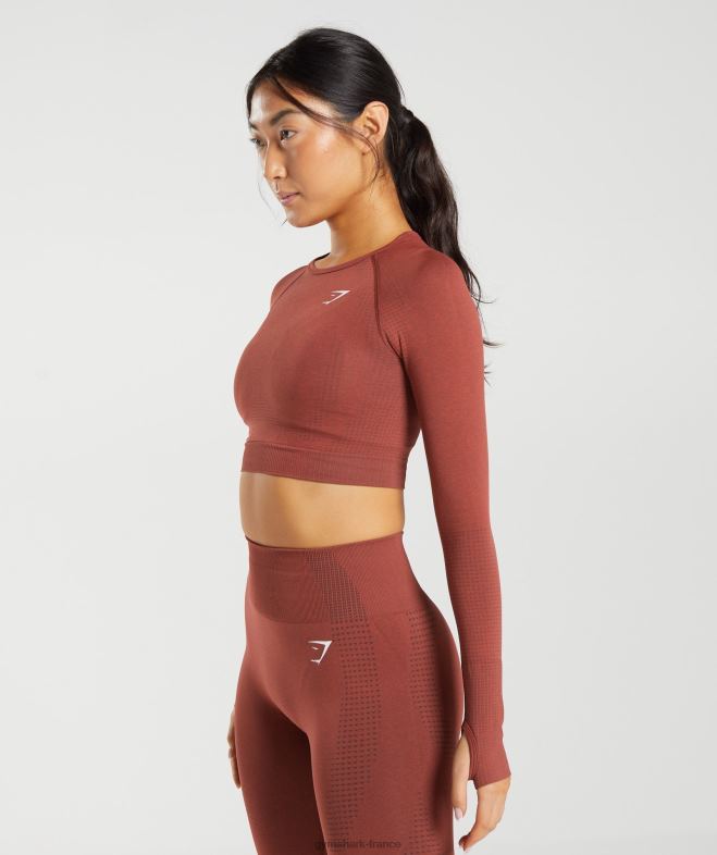 Gymshark haut court vital sans couture 20 marne rouge brique femmes 6HF28460