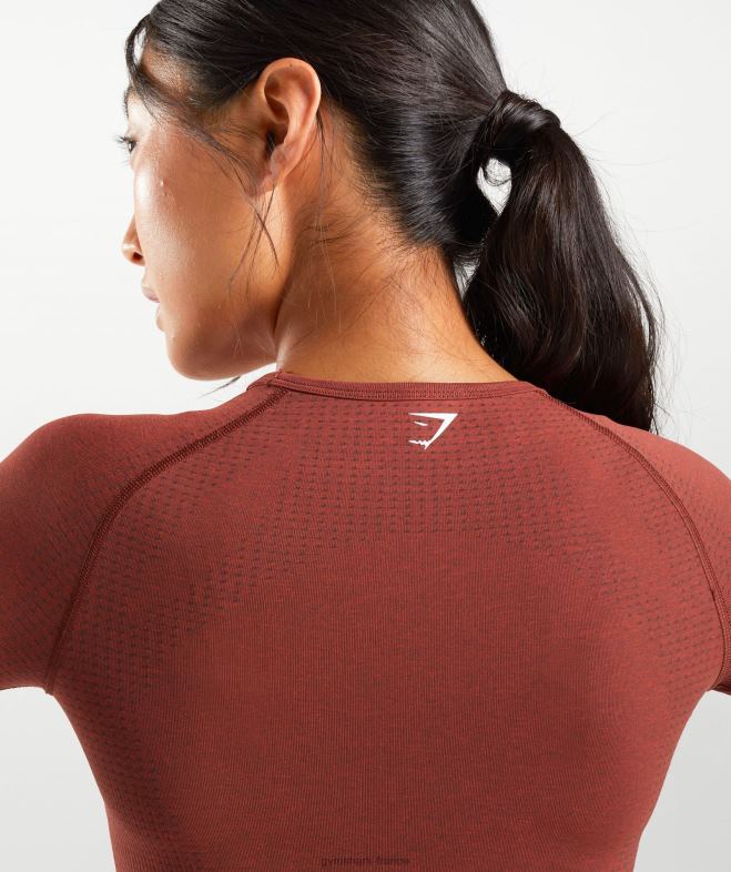 Gymshark haut court vital sans couture 20 marne rouge brique femmes 6HF28460