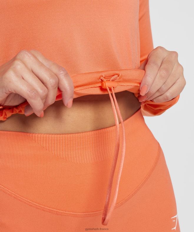 Gymshark haut court à manches longues sans couture orange aérospatiale femmes 6HF28456