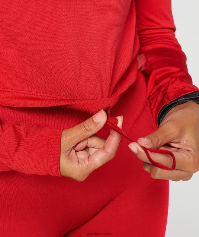 Gymshark haut court à manches longues sans couture rouge salsa femmes 6HF28439