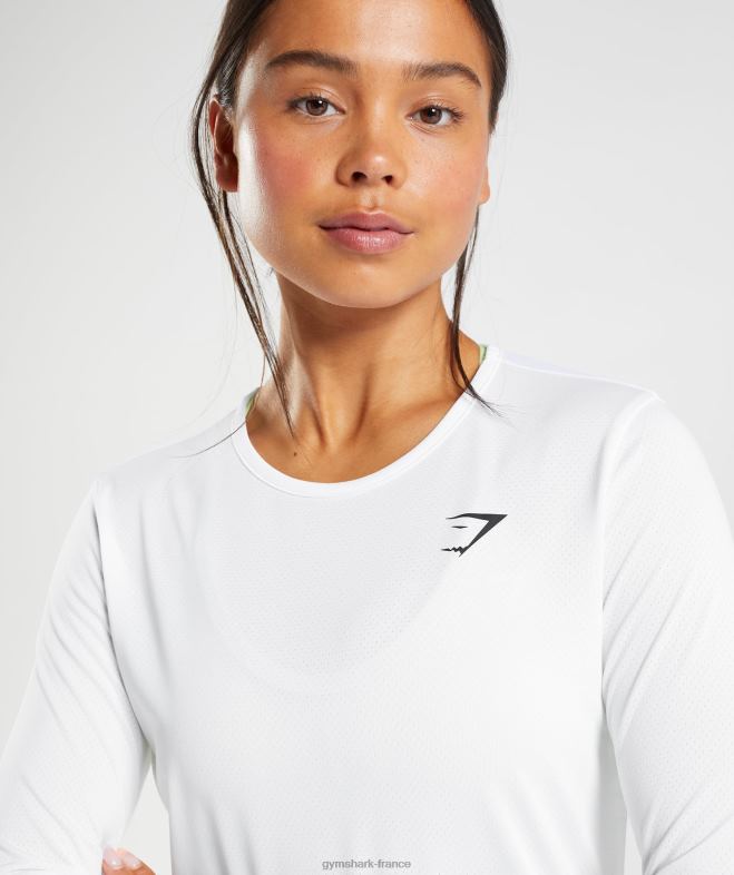 Gymshark haut d\entraînement à manches longues blanc femmes 6HF28493