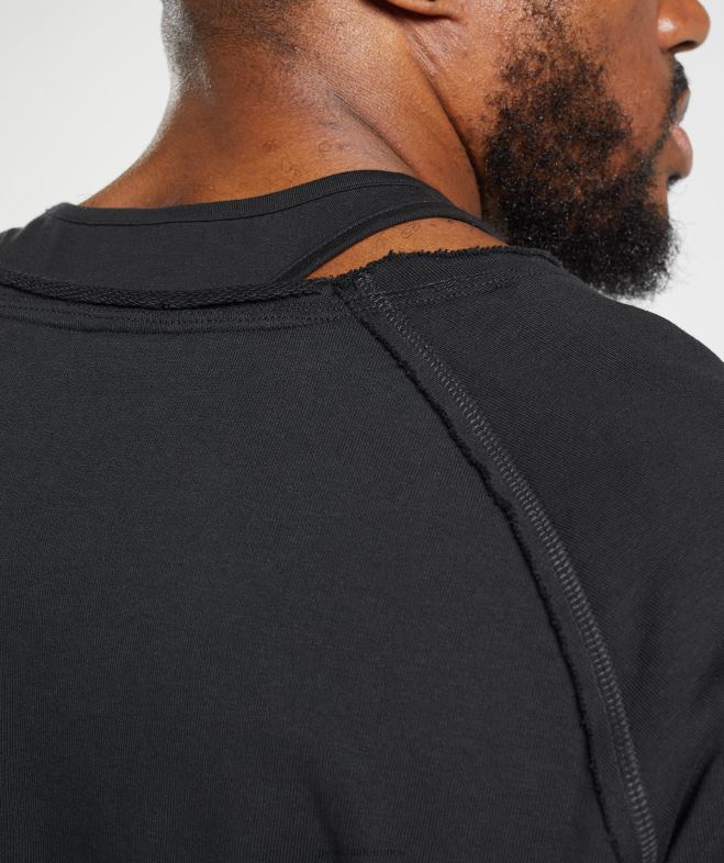 Gymshark haut en chiffon hérité noir Hommes 6HF28718