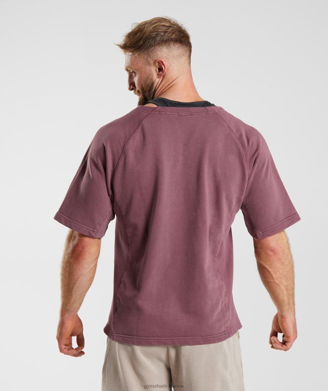 Gymshark haut en chiffon lavé sous pression brun cerise Hommes 6HF28617