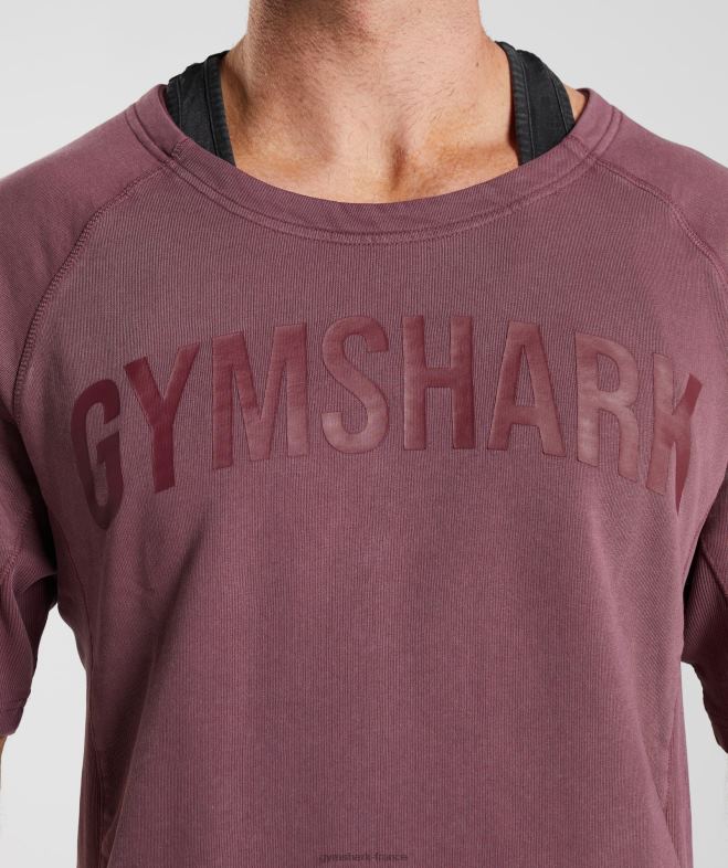 Gymshark haut en chiffon lavé sous pression brun cerise Hommes 6HF28617