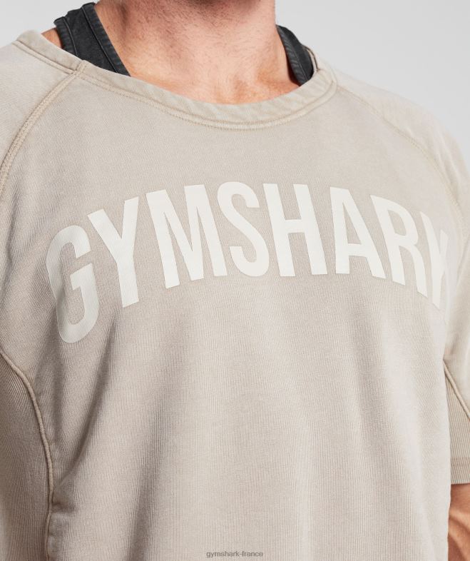 Gymshark haut en chiffon lavé sous pression brun ciment Hommes 6HF28641