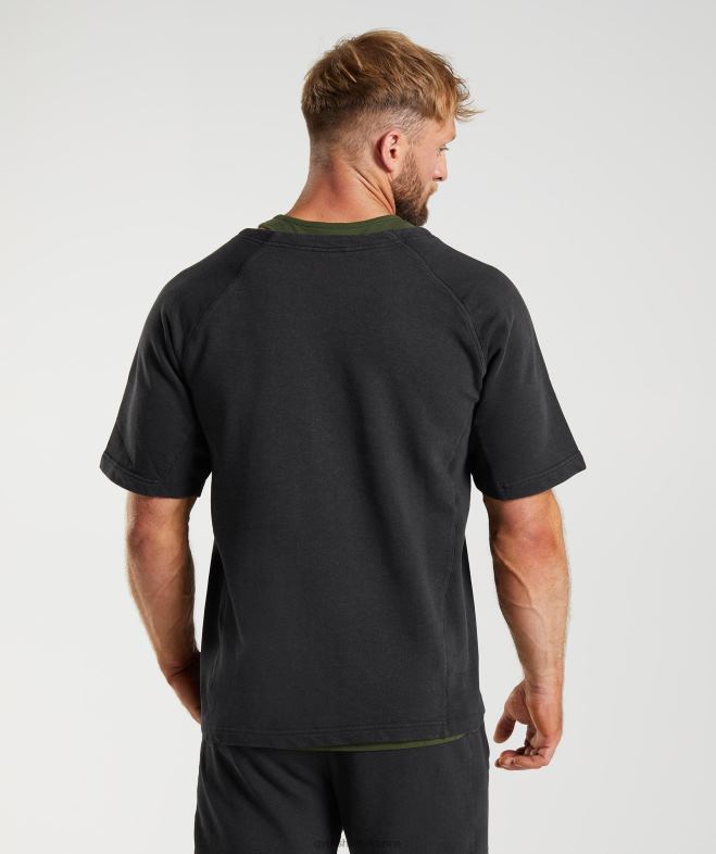 Gymshark haut en chiffon lavé sous pression noir Hommes 6HF28659