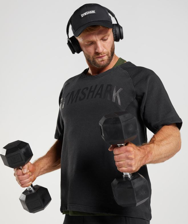Gymshark haut en chiffon lavé sous pression noir Hommes 6HF28659