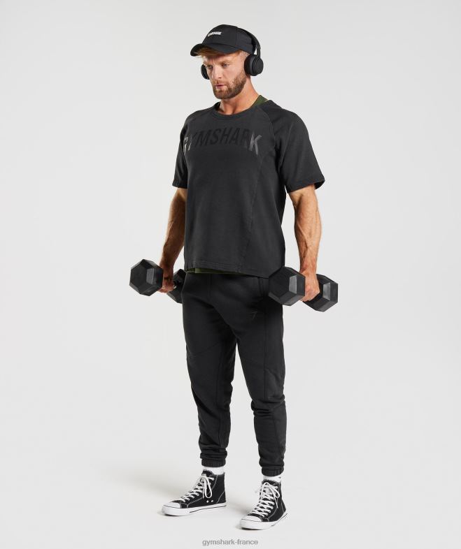 Gymshark haut en chiffon lavé sous pression noir Hommes 6HF28659