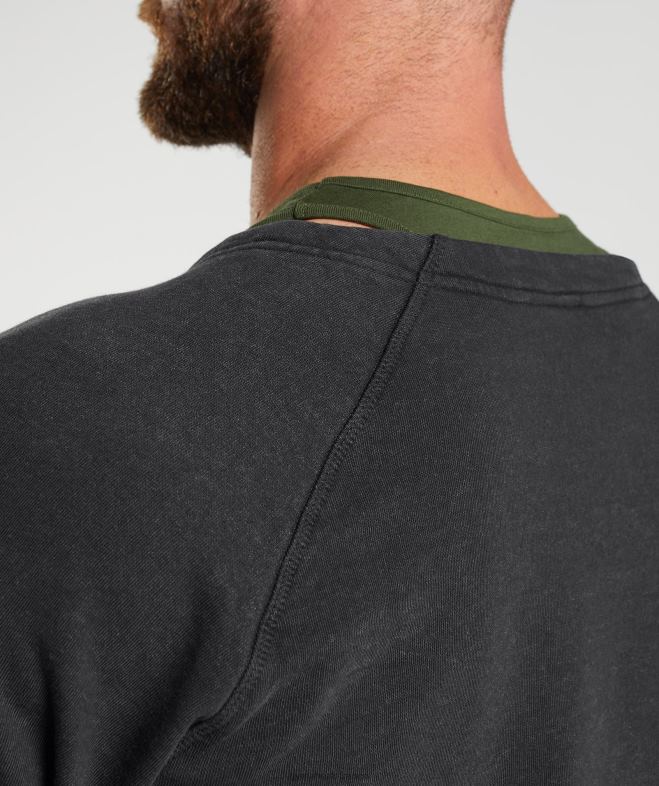 Gymshark haut en chiffon lavé sous pression noir Hommes 6HF28659