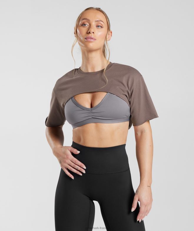Gymshark haut haussement dépaules Legacy brun truffe femmes 6HF28495