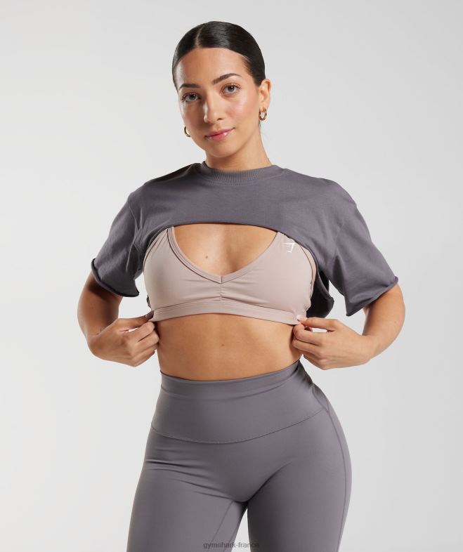 Gymshark haut haussement dépaules Legacy gris titane femmes 6HF28494
