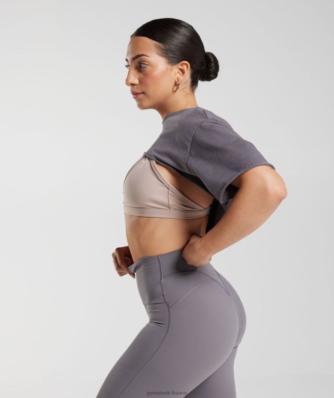 Gymshark haut haussement d\épaules Legacy gris titane femmes 6HF28494