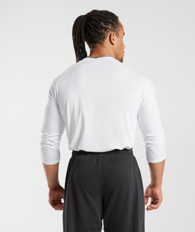Gymshark haut henley hérité blanc Hommes 6HF28655