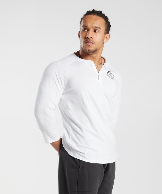 Gymshark haut henley hérité blanc Hommes 6HF28655