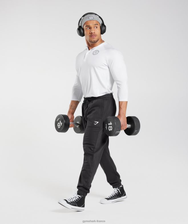 Gymshark haut henley hérité blanc Hommes 6HF28655