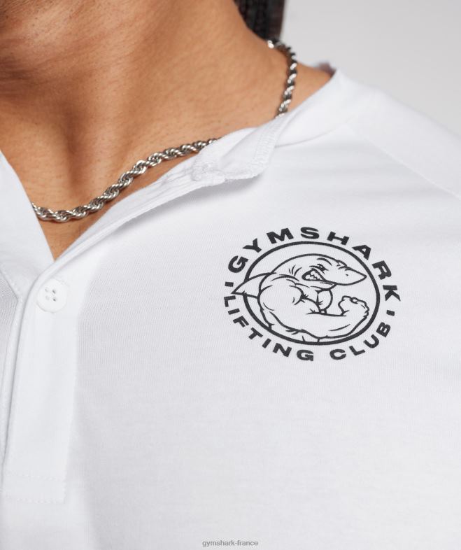 Gymshark haut henley hérité blanc Hommes 6HF28655