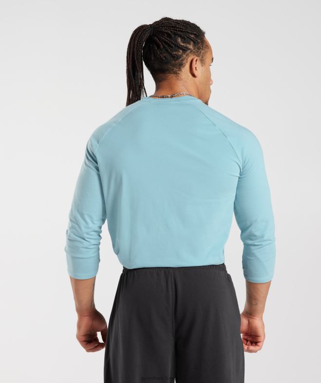 Gymshark haut henley hérité bleu iceberg Hommes 6HF28749