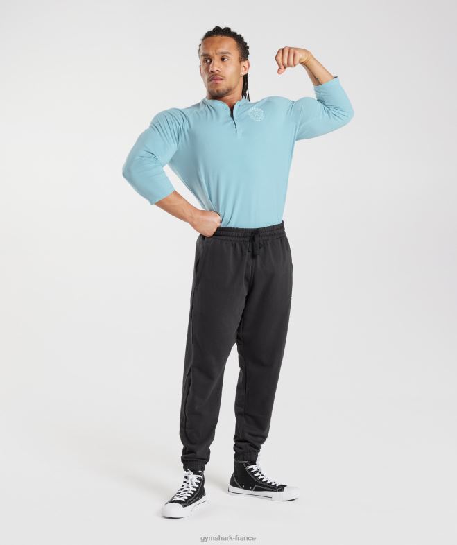 Gymshark haut henley hérité bleu iceberg Hommes 6HF28749