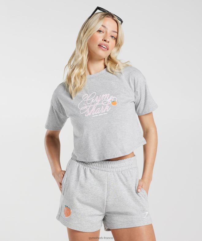 Gymshark haut midi pêche fort chiné gris clair femmes 6HF28427