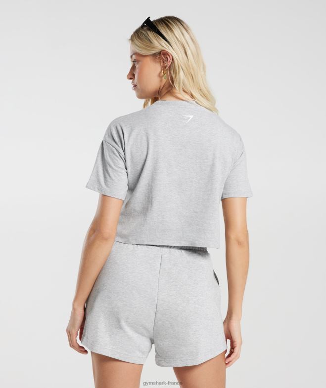 Gymshark haut midi pêche fort chiné gris clair femmes 6HF28427