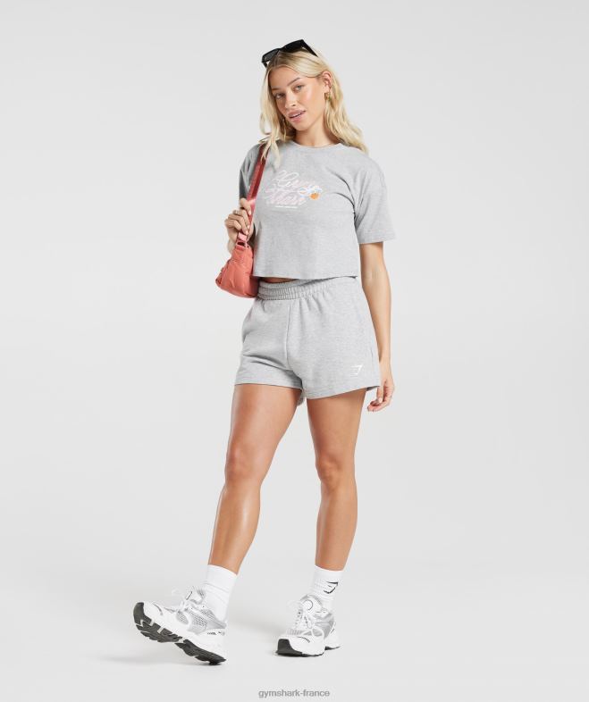 Gymshark haut midi pêche fort chiné gris clair femmes 6HF28427
