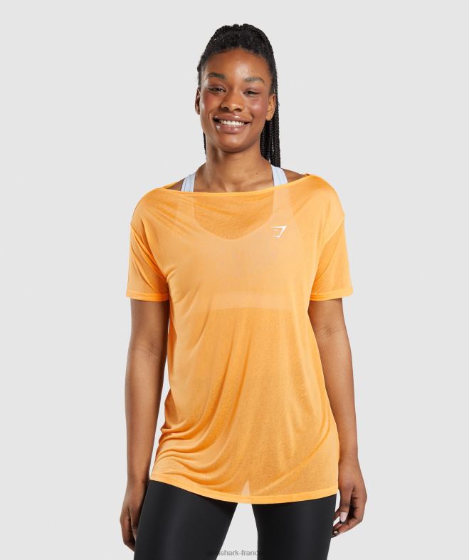 Gymshark haut oversize de training orange abricot femmes 6HF28483