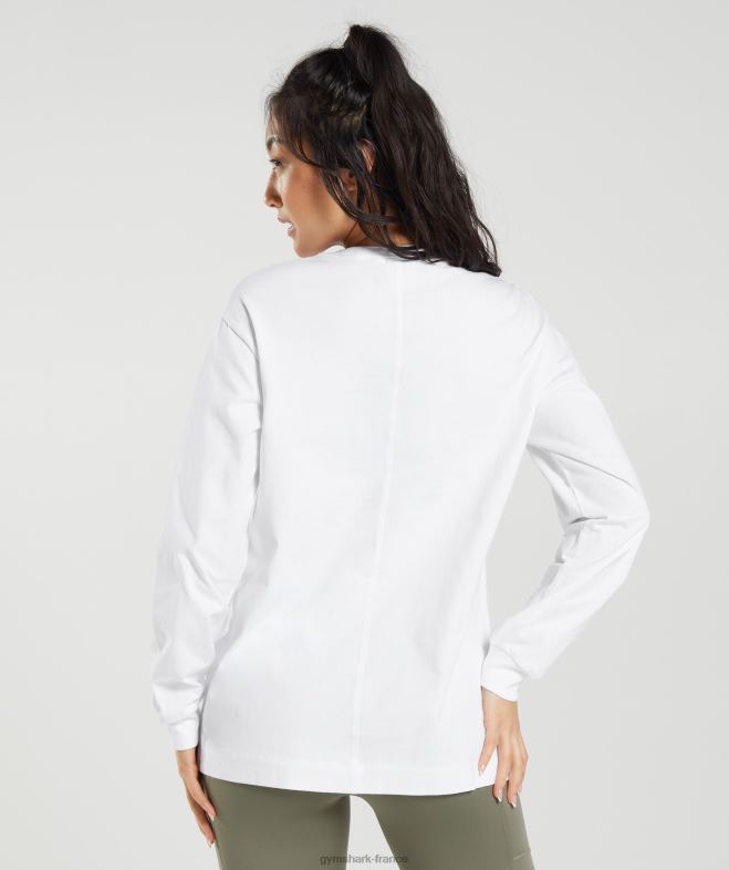 Gymshark haut oversize à manches longues en coton blanc femmes 6HF28420