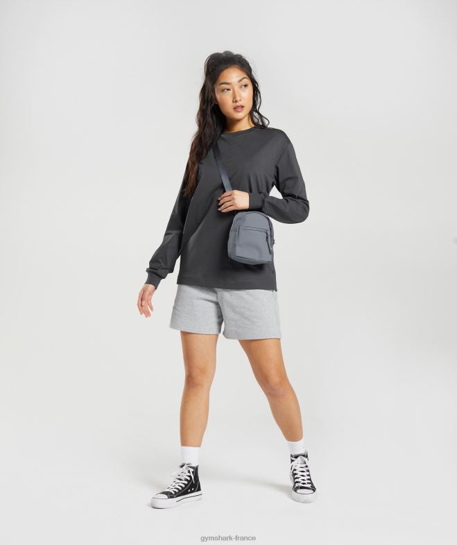 Gymshark haut oversize à manches longues en coton gris onyx femmes 6HF28434