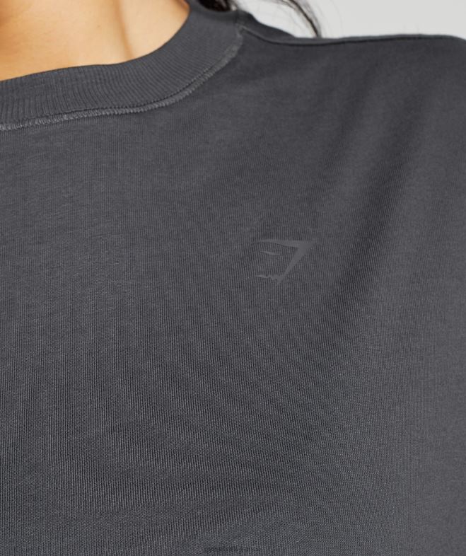 Gymshark haut oversize à manches longues en coton gris onyx femmes 6HF28434