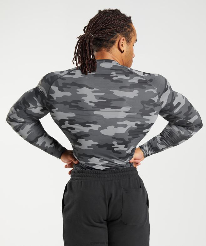 Gymshark haut à manches longues et sous-vêtement Element imprimé gris Hommes 6HF28690