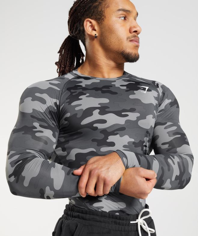 Gymshark haut à manches longues et sous-vêtement Element imprimé gris Hommes 6HF28690