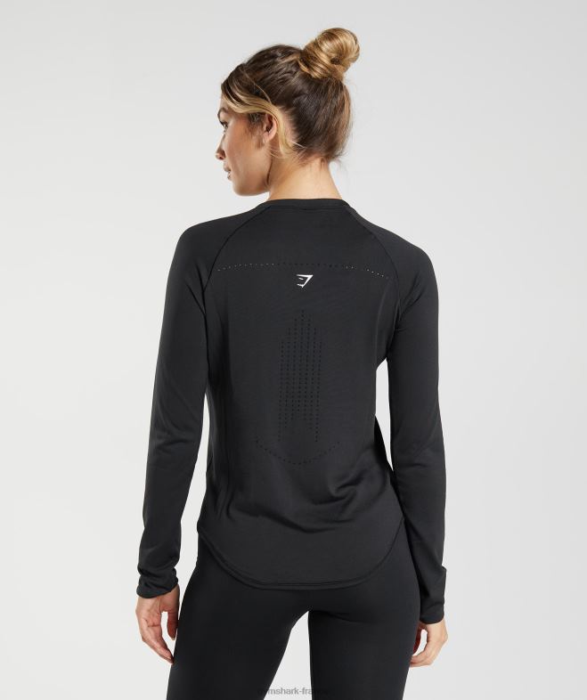 Gymshark haut à manches longues sans coutures noir femmes 6HF28462
