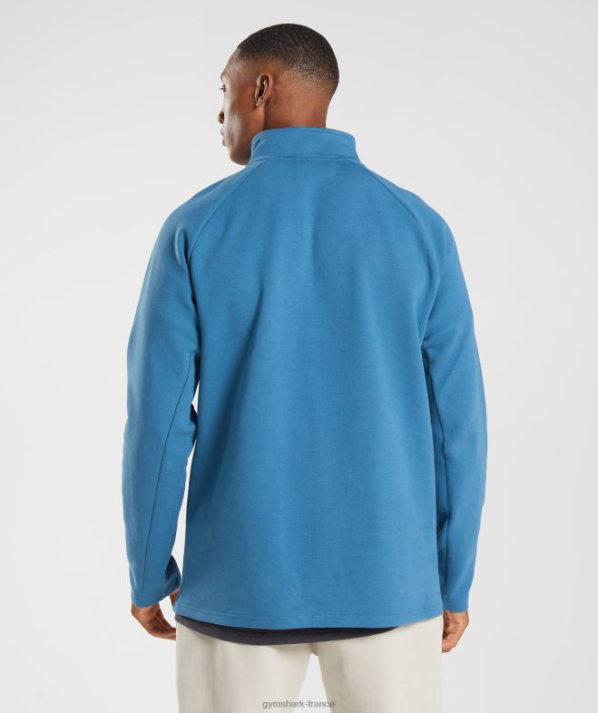 Gymshark jour de repos 1/4 zip bleu au bord du lac Hommes 6HF28832