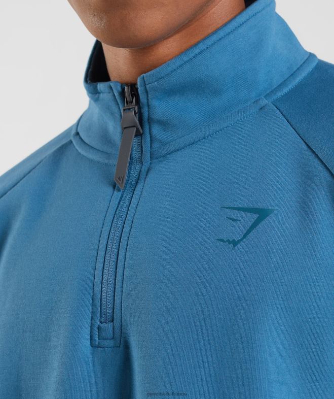 Gymshark jour de repos 1/4 zip bleu au bord du lac Hommes 6HF28832