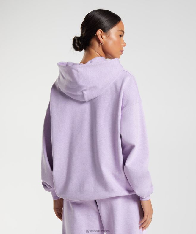 Gymshark jour de repos sweat à capuche aura lilas chiné femmes 6HF28358