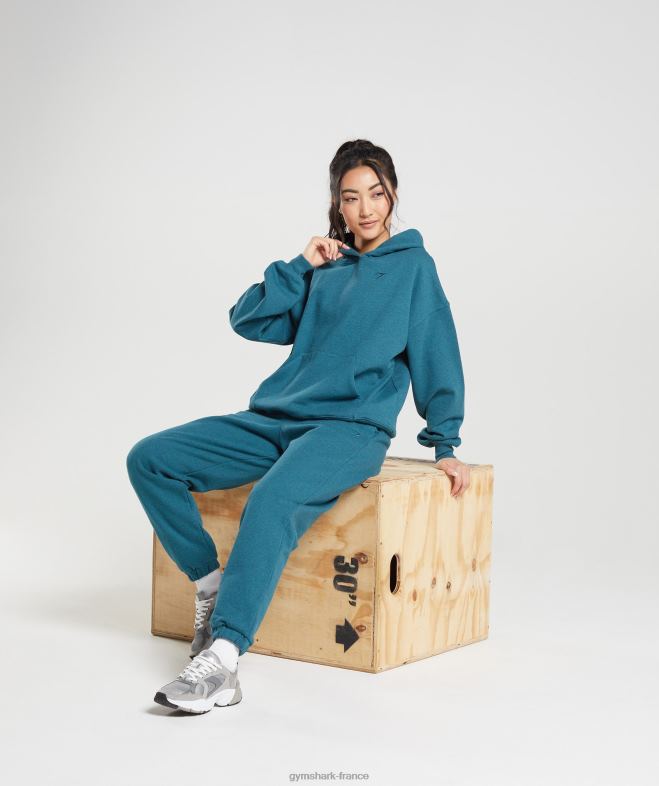 Gymshark jour de repos sweat à capuche bleu acier chiné femmes 6HF28385