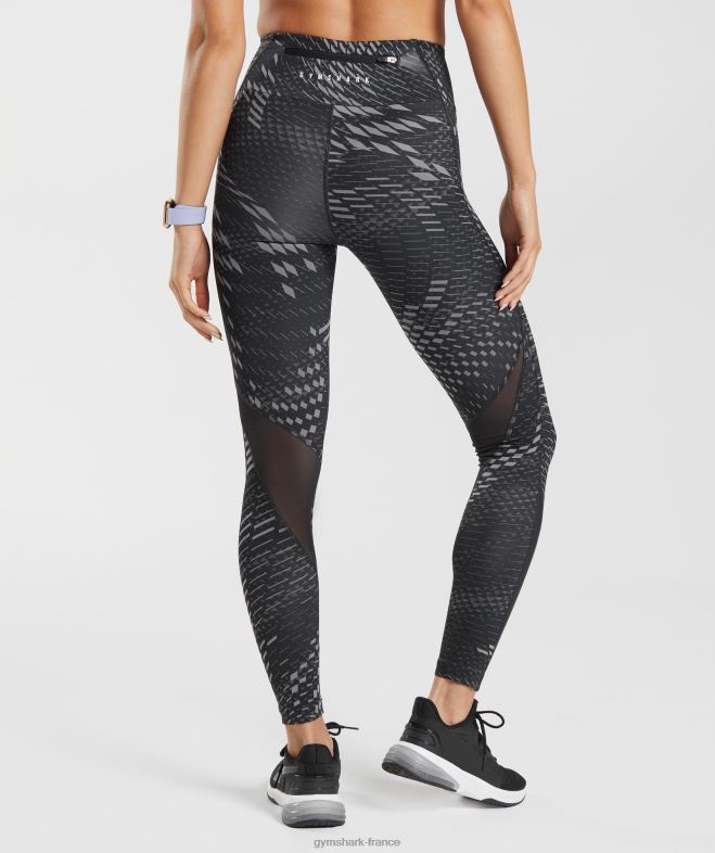 Gymshark leggings de course à pied impression noire femmes 6HF28328