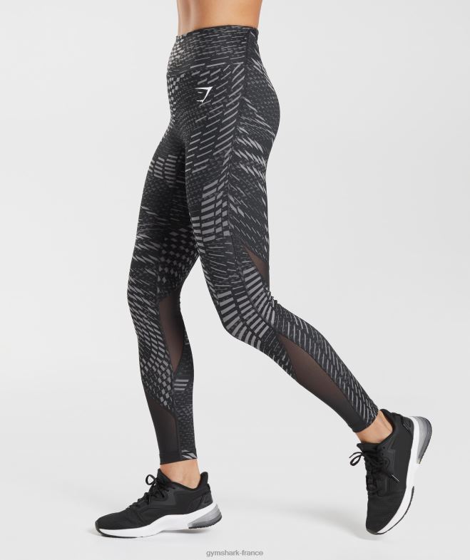 Gymshark leggings de course à pied impression noire femmes 6HF28328